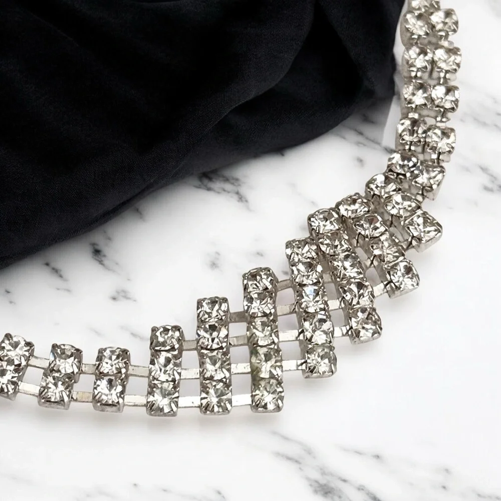 Timeless Classic Aged Silver Tone Rhinestone Bracelet
